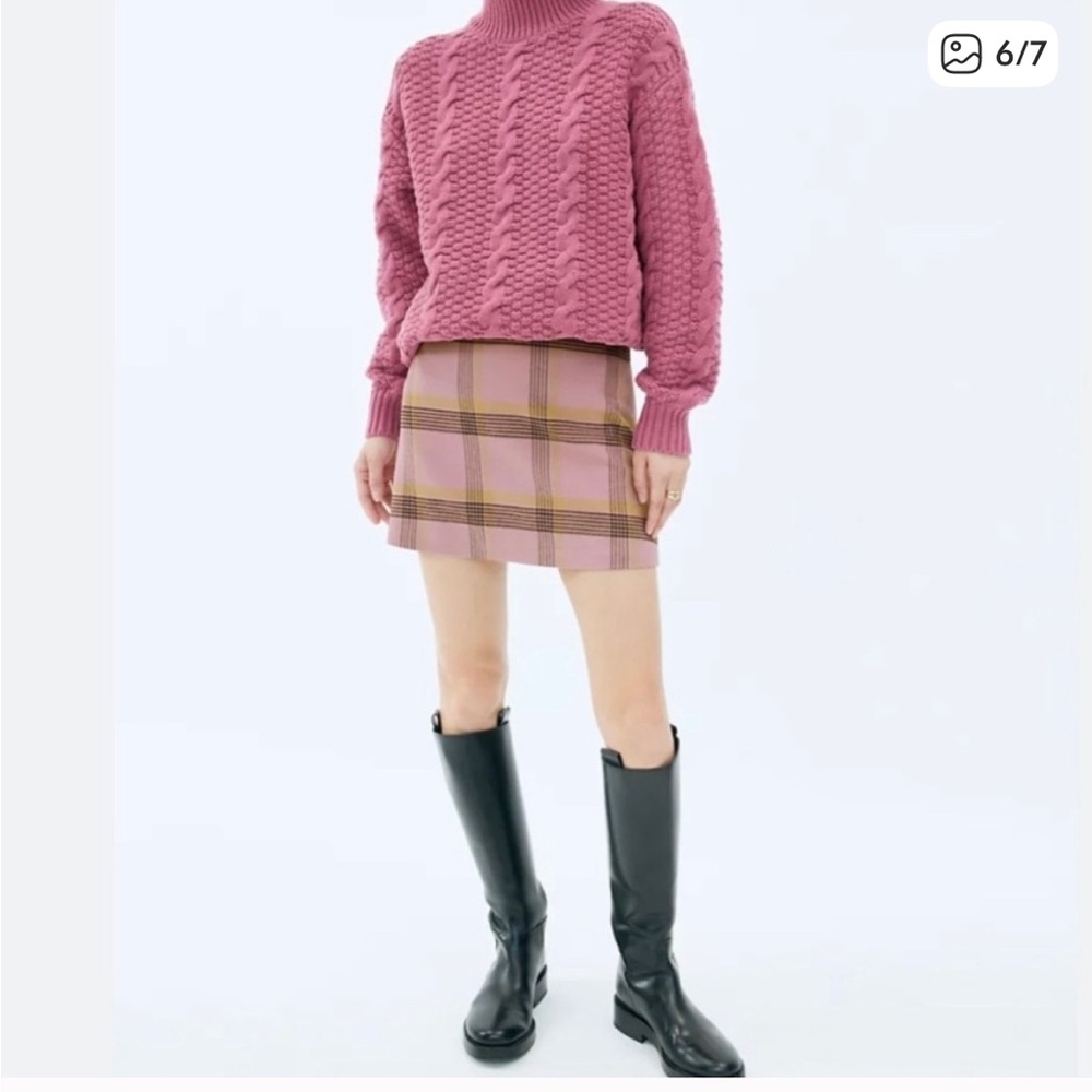 Wilfred Pink Plaid Mini Skirt - Picture 2 of 6